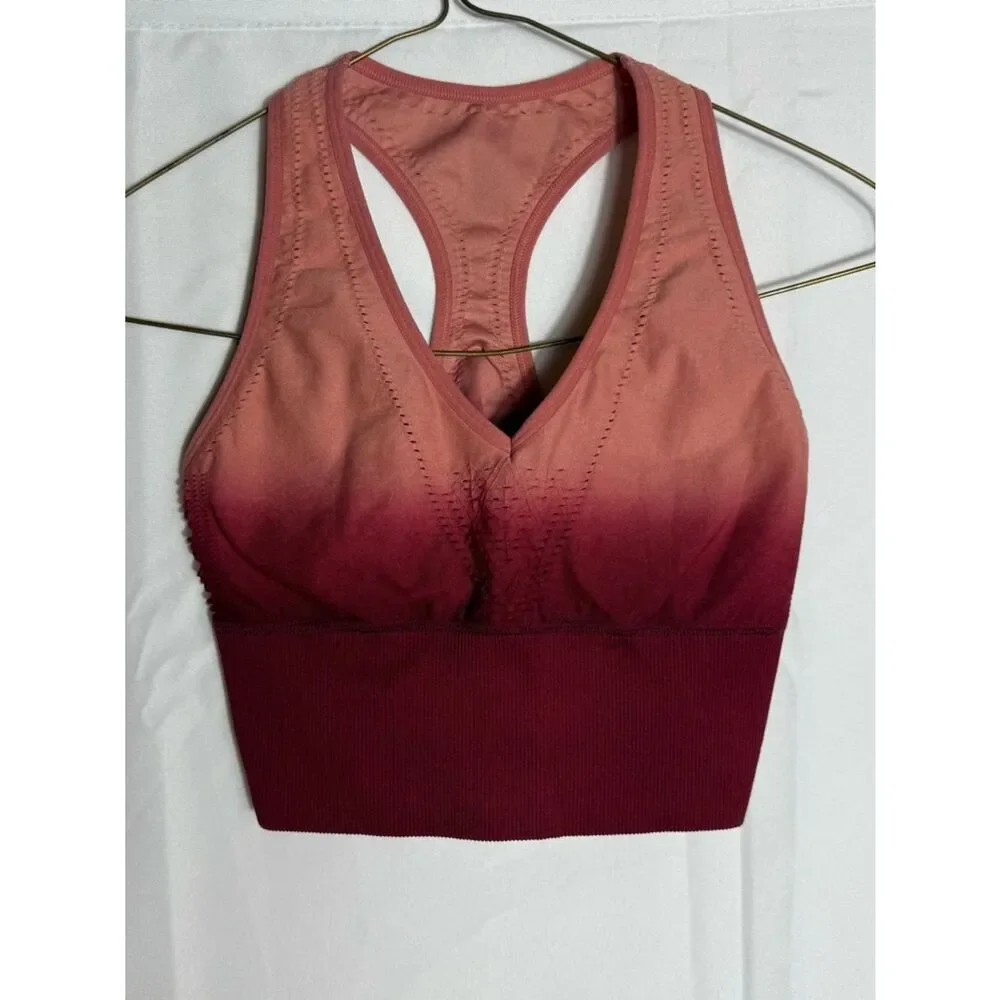 Pink Active Like New Ombré Seamless Light Support Racerback Sports Bra Small